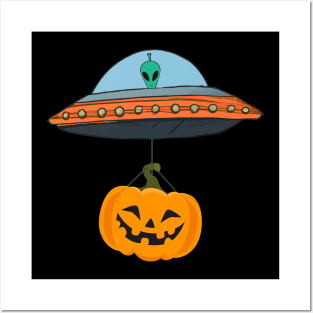 Funny halloween ufo design Posters and Art